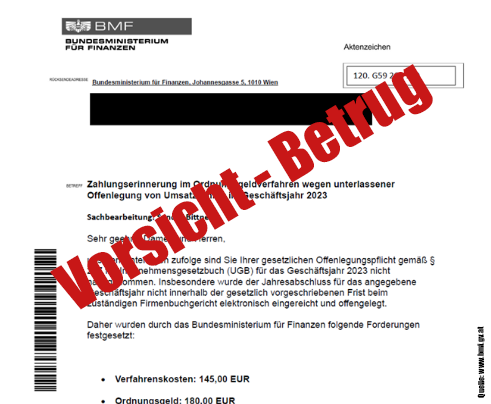 BMF warnt vor betrügerischen E-Mail-Nachrichten mit gefälschten Bescheiden